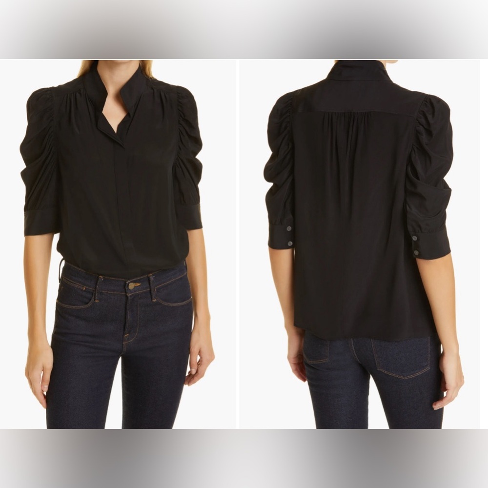 Frame Gillian Puff Sleeve Silk Blouse